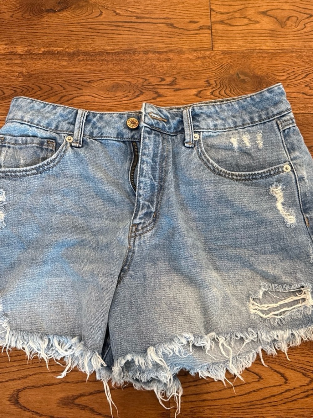 Rewash Light Blue Distressed Denim Shorts